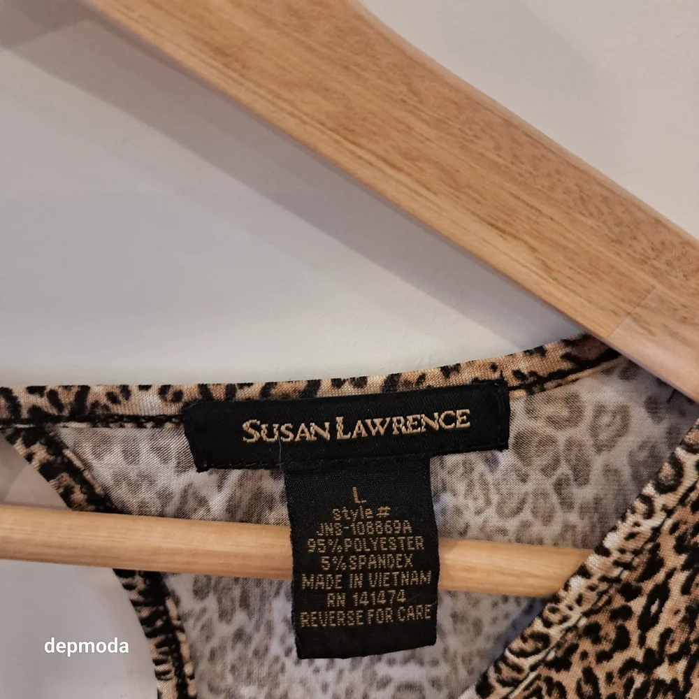 Susan Lawrence sleeveless  Brown Patterned Blouse size L